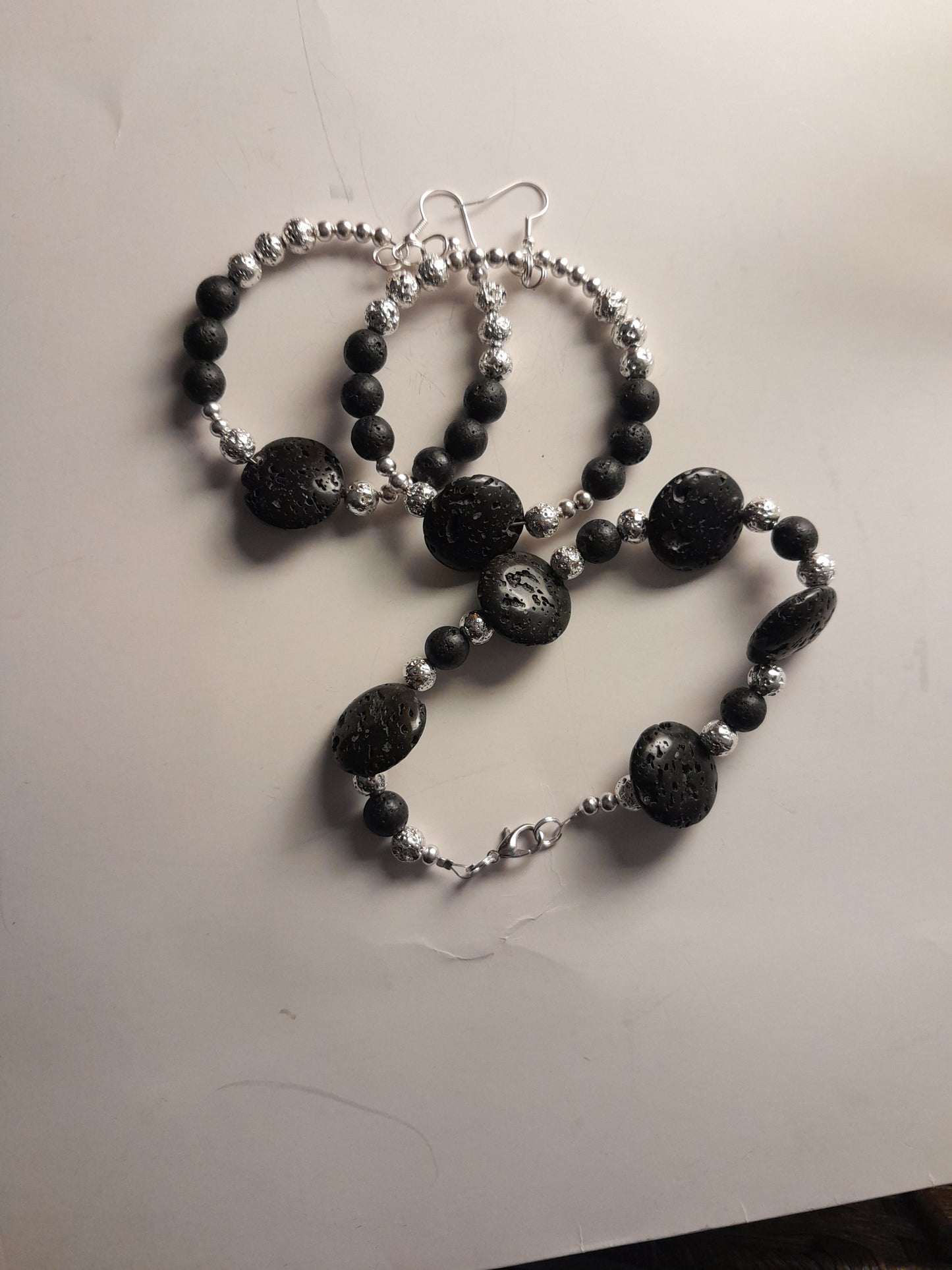 Silver/ Lava Stone Set