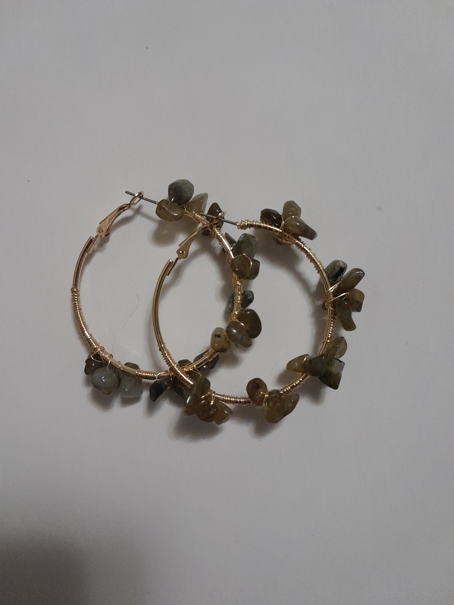 Labradorite and Gold Hoops